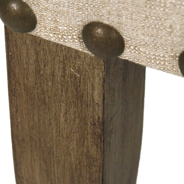 Zentique Bench Handcrafted Maple Upholstered Linen-Burlap 48" Seat | Durable Vintage Charm for Entryway Rooms #100 Bench