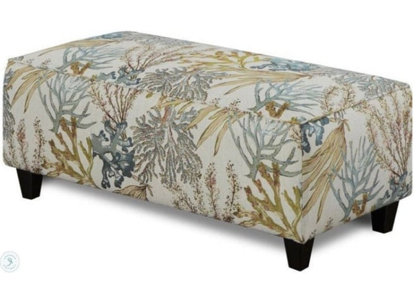 Fusion Labyrinth Coral Reef Cocktail Ottoman - Coastal Style, Child-safe, Fun Pattern, Versatile Seating Multi W,29% Polyester,29% Cotton,42% Rayon 100 Coral Reef Caribbean Cocktail Ottoman