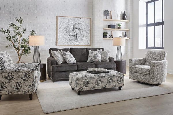 Fusion Wowza Dusk Grey Sofa - Stylish Rounded Arm Design, Reversible Cushions & Elegant Wood Legs Grey Ws ,100% Polyester 3012-00 Wowza Dusk Sofa
