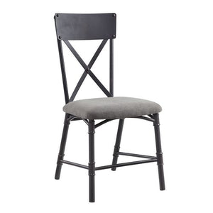 English Elm Grey Grey and Sandy Black Side Chair Set of 2 with X-Back, Industrial Metal Frame, Upholstered Seat Cushion B062P189188