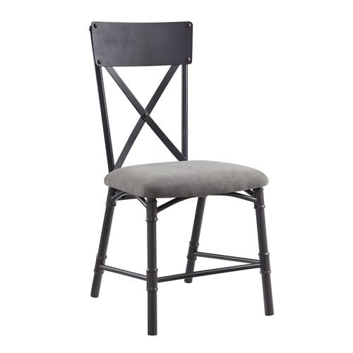 English Elm Grey Grey and Sandy Black Side Chair Set of 2 with X-Back, Industrial Metal Frame, Upholstered Seat Cushion B062P189188