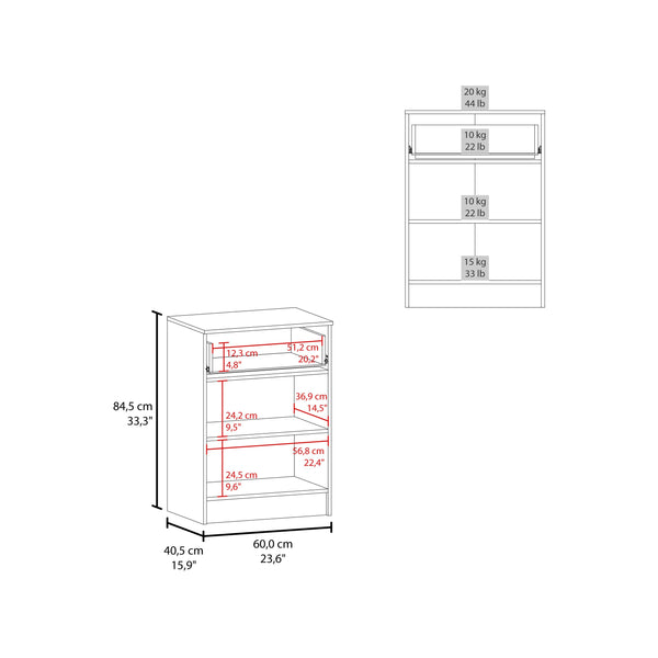 English Elm Cope Melamine Kitchen Pantry Cabinet Wengue with 2 Doors & Drawer, Compact 23.6"x33.5"x15.9" Storage Solution B128P287517