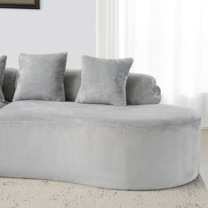 English Elm Modern curved modular sofa with dark plush upholstery, ergonomic design, versatile multi-seat lounge solution for contemporary living rooms LIGHT GREY W3612S00007