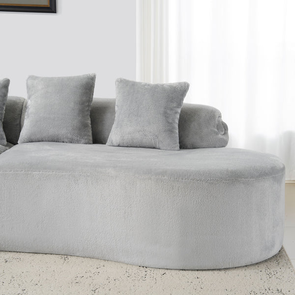 English Elm Modern curved modular sofa with dark plush upholstery, ergonomic design, versatile multi-seat lounge solution for contemporary living rooms LIGHT GREY W3612S00007