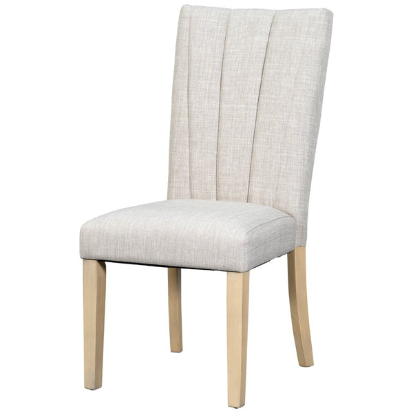 English Elm Topmax Farmhouse Extendable Rubberwood Dining Set Seats Six with Bench and Linen Chairs Natural+Beige N717S000089A