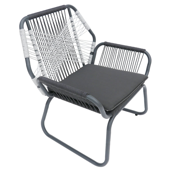 English Elm Christopher Knight Home® - IDAHO Woven Rope Club Chair Set of 2 – Gray Steel Frame, Water-Resistant Polyester Cushions, Stylish Patio Seating (2-Pack) 62330.00CGRY