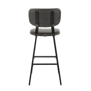 English Elm Foundry Industrial Barstools Set of 2 Faux Leather Curved Back Urban Loft Seating B202P222395