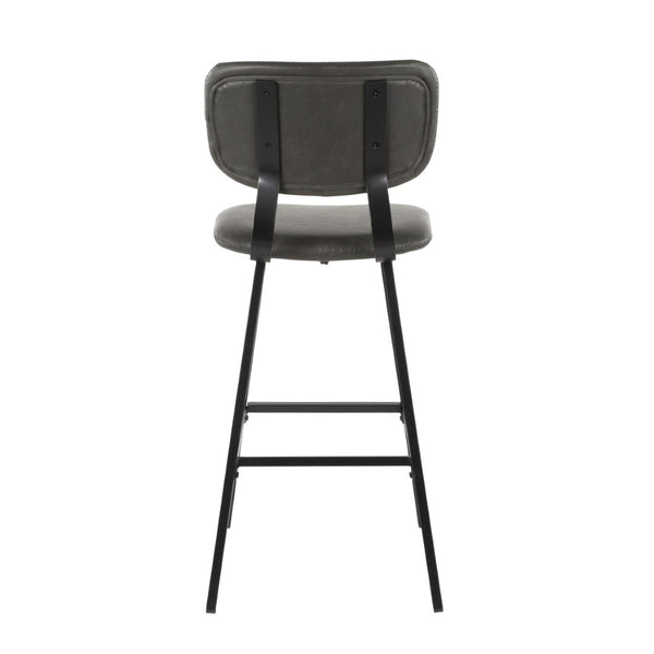 English Elm Foundry Industrial Barstools Set of 2 Faux Leather Curved Back Urban Loft Seating B202P222395