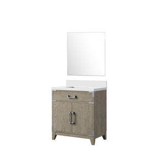 English Elm Grey Oak Single Bath Vanity With Cultured Marble Top & Mirror - Modern Style, Durable Storage Solution B2731S01458