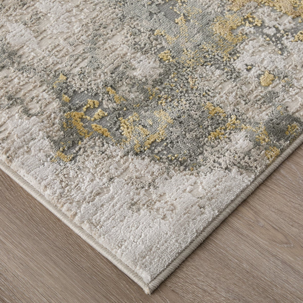 Feizy Rugs Waldor Modern Abstract High-low Pile Area Rug - Elegant Comfort In Gold, Ivory, And Gray Hues Ivory,Gold,Gray Polypropylene,Polyester 7353970fgldbirh13