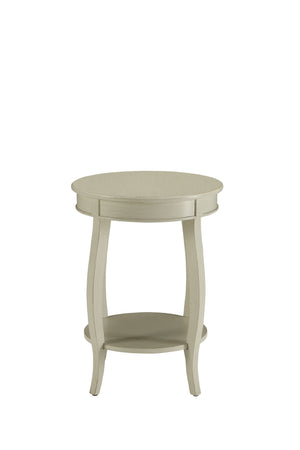 English Elm Aberta Antique White Accent Table with Open Bottom Shelf, Wooden Round Top, Cabriole Legs, KD B2726P281455