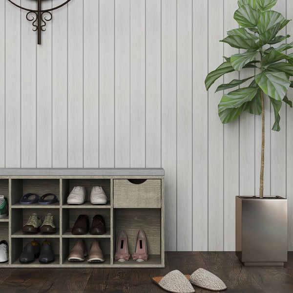 English Elm Storage Bench with Cushion, 10-Compartment Shoe Organizer, Drawer & 3-Tier Space for Entryway Use W3151P288934