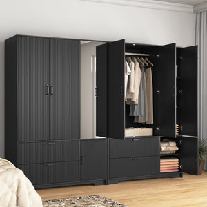 English Elm 8 Drawer Tall Chest Slim Particleboard Build Smooth Gliding Storage for Bedroom Closet Black W409S00010
