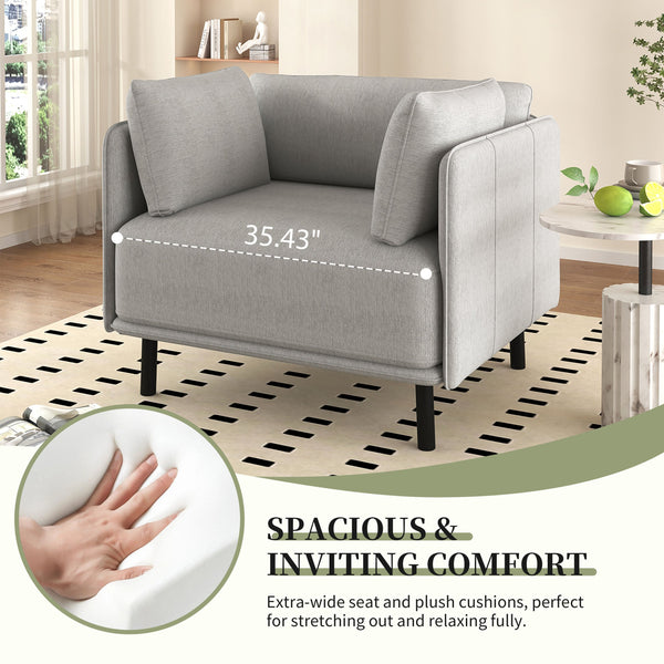 English Elm Christopher Knight Home® - 39" Vintage Grey Lounge Chair - Stylish Polyester Upholstery, Sturdy Wood Frame, Perfect For Any Room N767P208310G