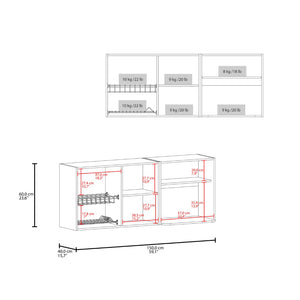 English Elm Hasselt Wall Mounted Kitchen Cabinet with Microwave Shelf Dish Rack and Pantry Storage B070S00414