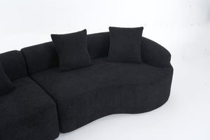 English Elm Compression Compression Sponge Sofa Curved Modular Sectional with 30D High-Density Chenille Sleeper for Cozy Apartment Living Room Comfort and Safe Rounded Design Black W2231S00041