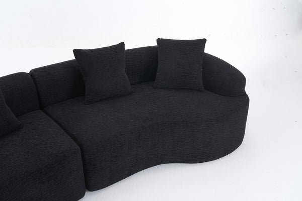 English Elm Compression Compression Sponge Sofa Curved Modular Sectional with 30D High-Density Chenille Sleeper for Cozy Apartment Living Room Comfort and Safe Rounded Design Black W2231S00041