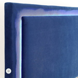 Worldwide Home Furnishings Lumina-78'' Backlit Bed With Touch Sensor Led - Blue Upholstery, Dimming Feature & No Box Spring Needed Blue Velvet 101-088k-bl