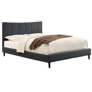 Worldwide Home Furnishings Rimo-78" Grey Bed - Plush Comfort With Textured Fabric, Stylish Rubberwood Legs, No Box Spring Needed Grey Fabric 101-268k-gy