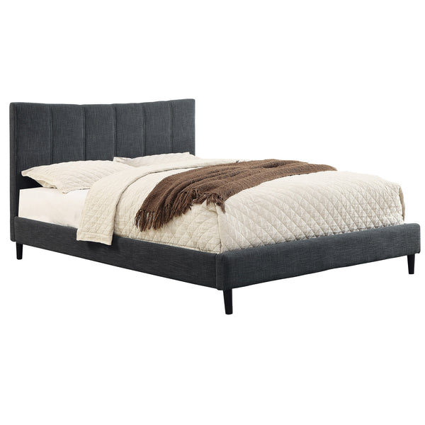 Worldwide Home Furnishings Rimo-78" Grey Bed - Plush Comfort With Textured Fabric, Stylish Rubberwood Legs, No Box Spring Needed Grey Fabric 101-268k-gy