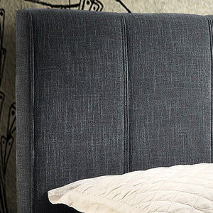 Worldwide Home Furnishings Rimo-78" Grey Bed - Plush Comfort With Textured Fabric, Stylish Rubberwood Legs, No Box Spring Needed Grey Fabric 101-268k-gy