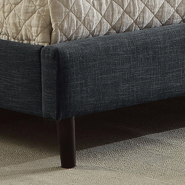 Worldwide Home Furnishings Rimo-78" Grey Bed - Plush Comfort With Textured Fabric, Stylish Rubberwood Legs, No Box Spring Needed Grey Fabric 101-268k-gy