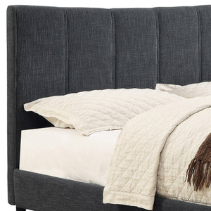Worldwide Home Furnishings Rimo-78" Grey Bed - Plush Comfort With Textured Fabric, Stylish Rubberwood Legs, No Box Spring Needed Grey Fabric 101-268k-gy