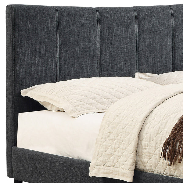 Worldwide Home Furnishings Rimo-78" Grey Bed - Plush Comfort With Textured Fabric, Stylish Rubberwood Legs, No Box Spring Needed Grey Fabric 101-268k-gy