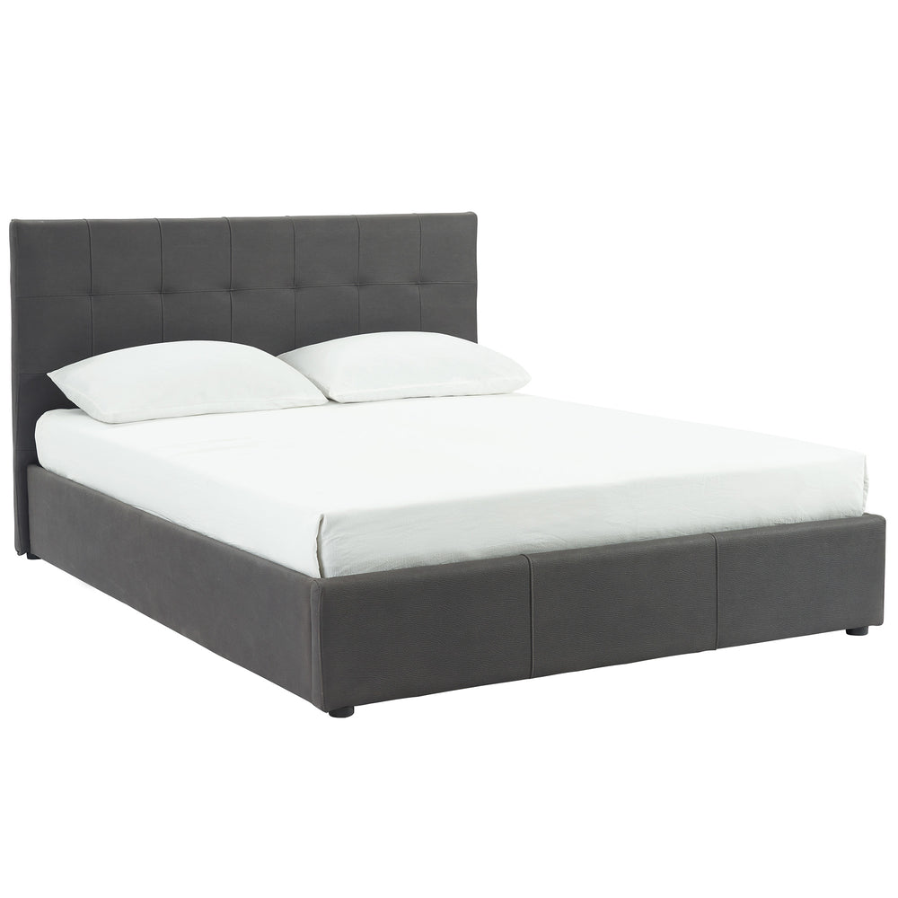 Worldwide Home Furnishings Extara-78" Elegant Grey Platform Storage Bed With Tufted Headboard & Hydraulic Lift For Organized Bedrooms Grey Fabric 101-277k-gy