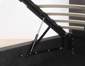 Worldwide Home Furnishings Extara-78" Elegant Grey Platform Storage Bed With Tufted Headboard & Hydraulic Lift For Organized Bedrooms Grey Fabric 101-277k-gy