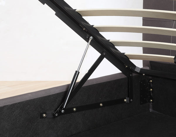 Worldwide Home Furnishings Extara-78" Elegant Grey Platform Storage Bed With Tufted Headboard & Hydraulic Lift For Organized Bedrooms Grey Fabric 101-277k-gy