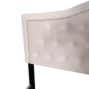 Worldwide Home Furnishings Pixie-60'' Modern Upholstered Bed With Elegant Button Tufting & Nail Head Detailing For Stylish Spaces Blush Pink Velvet 101-296q-bsh