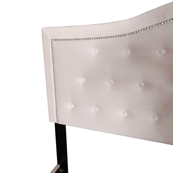 Worldwide Home Furnishings Pixie-60'' Modern Upholstered Bed With Elegant Button Tufting & Nail Head Detailing For Stylish Spaces Blush Pink Velvet 101-296q-bsh