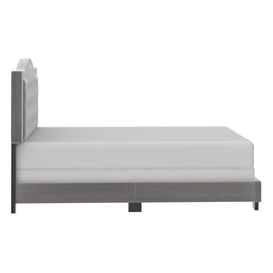 Worldwide Home Furnishings Pixie-60'' Modern Upholstered Bed With Elegant Button Tufting & Nail Head Detailing For Stylish Spaces Light Grey Velvet 101-296q-lgy