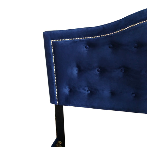 Worldwide Home Furnishings Pixie-60'' Modern Upholstered Bed With Elegant Button Tufting & Nail Head Detailing For Stylish Spaces Blue Velvet 101-296q-nav