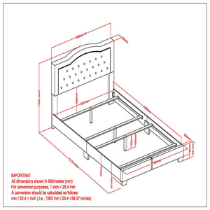 Worldwide Home Furnishings Pixie-60'' Modern Upholstered Bed With Elegant Button Tufting & Nail Head Detailing For Stylish Spaces Blue Velvet 101-296q-nav