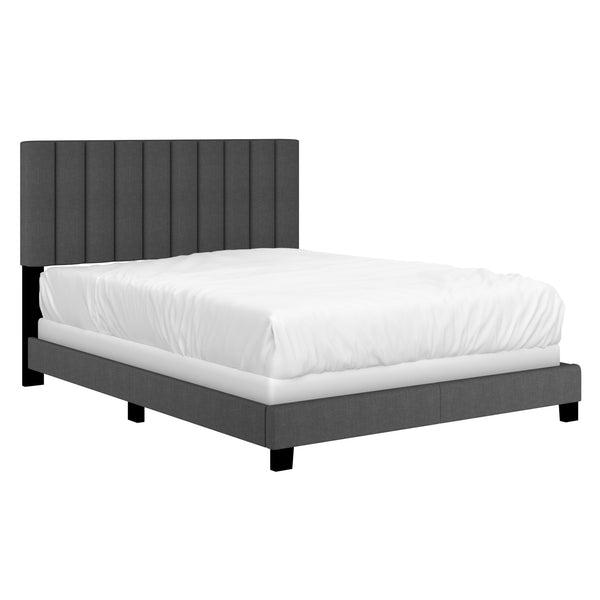 Worldwide Home Furnishings Jedd-60'' Charcoal Fabric Bed - Modern Tufted Upholstered Headboard For Stylish Bedroom Decor Charcoal Fabric 101-297q-chl