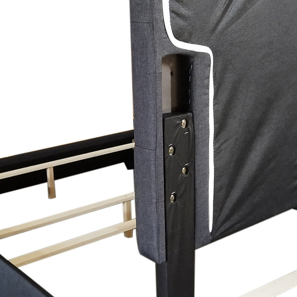 Worldwide Home Furnishings Exton-60'' Adjustable Headboard - Elegant Square Tufted Design With Solid Wood Support For Any Bedroom Charcoal Fabric 101-298q-chl