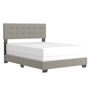 Worldwide Home Furnishings Exton-60'' Adjustable Headboard - Elegant Square Tufted Design With Solid Wood Support For Any Bedroom Light Grey Fabric 101-298q-lgy