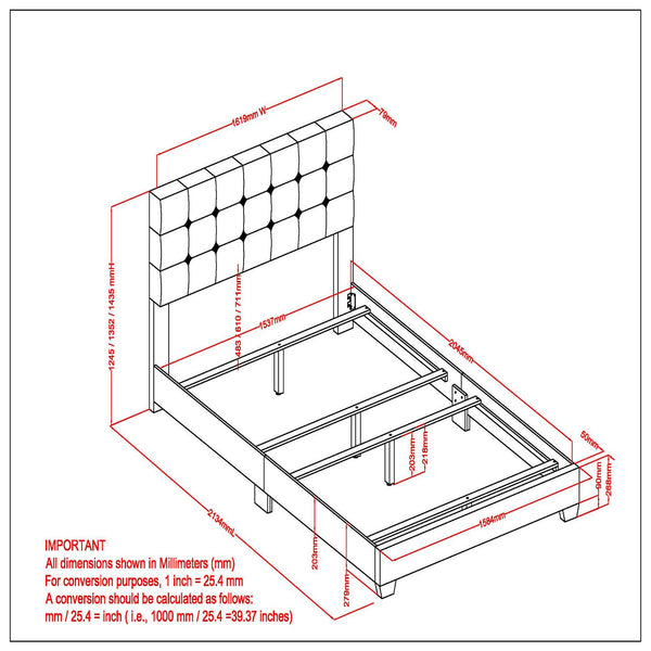 Worldwide Home Furnishings Exton-60'' Adjustable Headboard - Elegant Square Tufted Design With Solid Wood Support For Any Bedroom Light Grey Fabric 101-298q-lgy