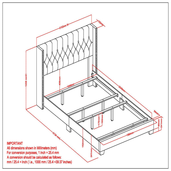Worldwide Home Furnishings Gunner-78'' Bed - Elegant Blue Upholstered Design With Button Tufting & Solid Wood Support System Blue Velvet 101-299k-nav