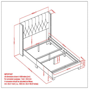 Worldwide Home Furnishings Gunner-60'' Elegant Blue Bed With Button Tufted Headboard & Sturdy Wood Slats For Ultimate Comfort Blue Velvet 101-299q-nav