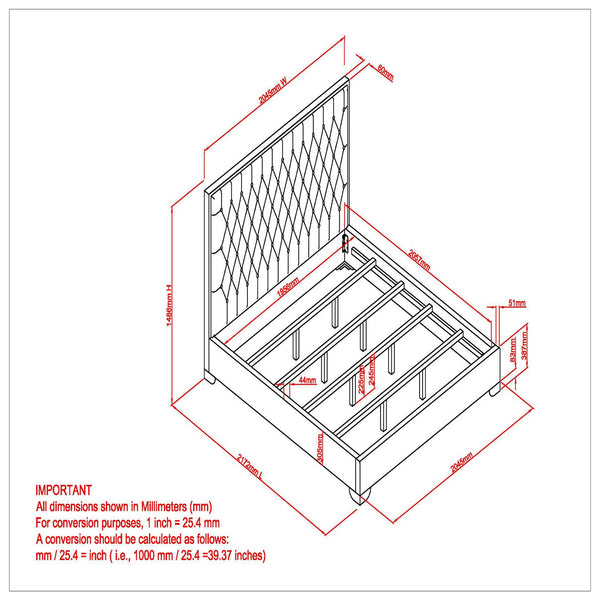 Worldwide Home Furnishings Lucille-78'' Bed - Luxurious Velvet Upholstered Design With Stylish Button Tufting & Metal Legs Grey,Silver Velvet,Metal 101-596k-gy_Ch