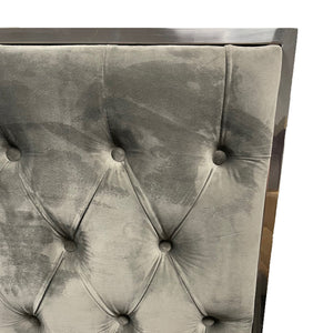 Worldwide Home Furnishings Lucille-60'' Bed: Luxurious Velvet Upholstered Design With Polished Stainless Steel Legs For Style Grey,Silver Velvet,Metal 101-596q-gy_Ch