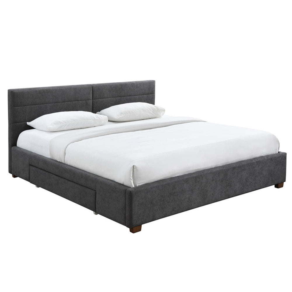 Worldwide Home Furnishings Emilio-78'' Bed: Modern Upholstered Storage Solution With Spacious Drawers For A Clutter-free Bedroom Charcoal Fabric,Wood 101-633k-ch