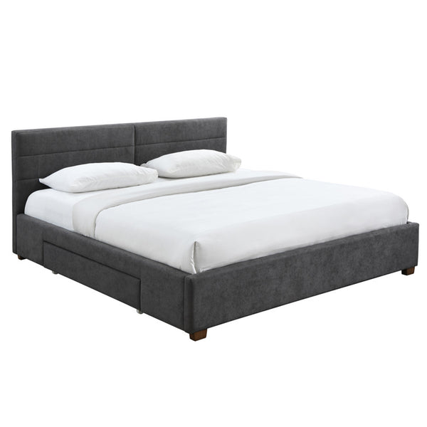 Worldwide Home Furnishings Emilio-78'' Bed: Modern Upholstered Storage Solution With Spacious Drawers For A Clutter-free Bedroom Charcoal Fabric,Wood 101-633k-ch