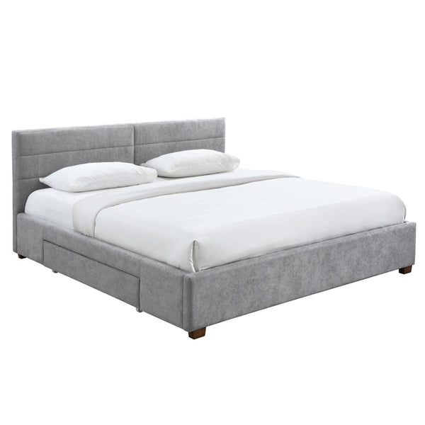 Worldwide Home Furnishings Emilio-78'' Bed: Modern Upholstered Storage Solution With Spacious Drawers For A Clutter-free Bedroom Light Grey Fabric,Wood 101-633k-lg