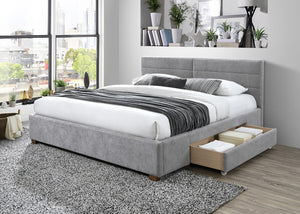 Worldwide Home Furnishings Emilio-78'' Bed: Modern Upholstered Storage Solution With Spacious Drawers For A Clutter-free Bedroom Light Grey Fabric,Wood 101-633k-lg