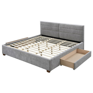 Worldwide Home Furnishings Emilio-78'' Bed: Modern Upholstered Storage Solution With Spacious Drawers For A Clutter-free Bedroom Light Grey Fabric,Wood 101-633k-lg