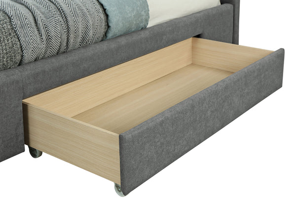 Worldwide Home Furnishings Emilio-78'' Bed: Modern Upholstered Storage Solution With Spacious Drawers For A Clutter-free Bedroom Light Grey Fabric,Wood 101-633k-lg